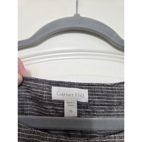 Garnet Hill 100% Linen Striped Coastal Lagenlook Dropwaist Shift Dress, Size 10 - Picture 3 of 13